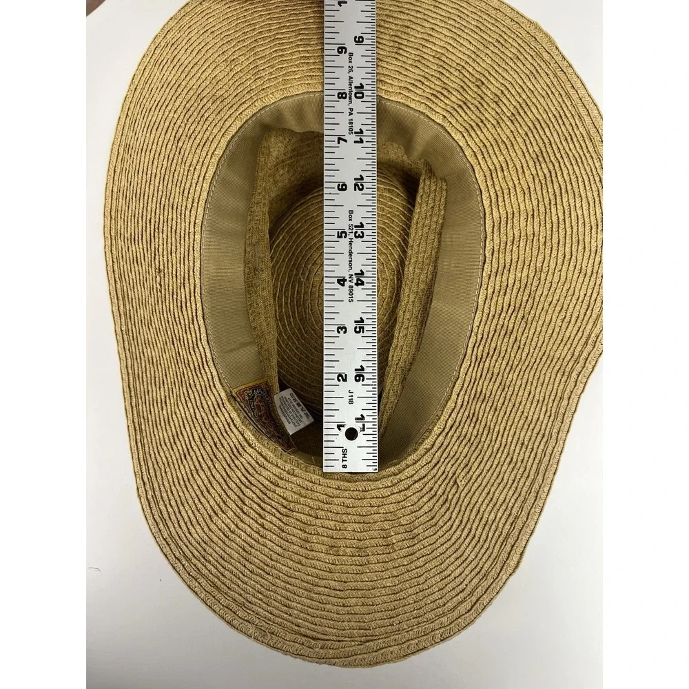 Scala Straw Diego Boater Hat Grosgrain Band Tan Black Sun Summer Packable Beach